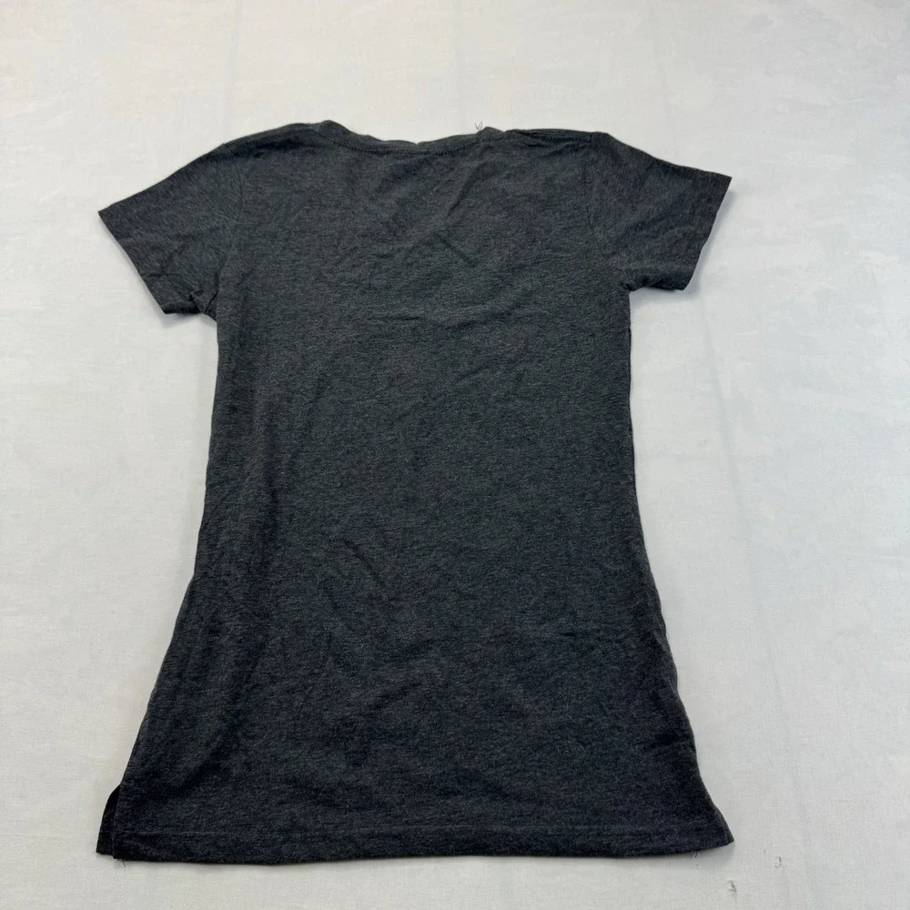 I Love NY Girls Size Large Gray V-Neck Graphic T-Shirt NYC Souvenir Tee